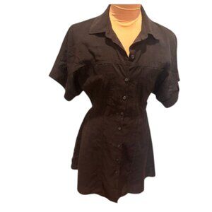 Zara Black Dolman Sleeve Button Down Mini Dress Size Small